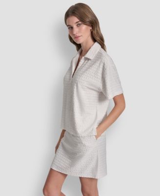 Women's Logo Jacquard Boxy Polo Collared Tee