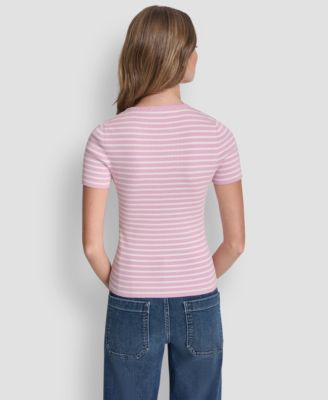 Women's Crew Neck Striped Rib Top