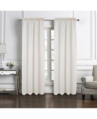 Pearl Emb Metallic Doily Rod Pocket Room Darkening Window Curtain Panel for Bedroom 54" x 84" Gold