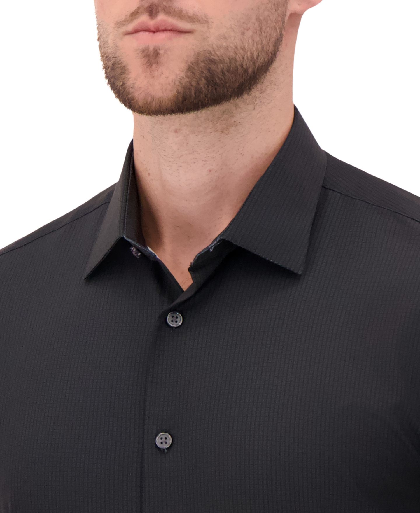 Мужская рубашка Report Collection 4-Way Check-Print Woven Dress Shirt, цвет: Чёрный — фото 2
