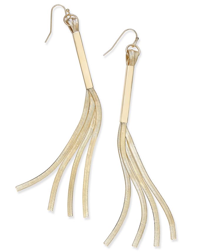 Alfani - Gold-Tone Herringbone Chain Tassel Linear Drop Earrings