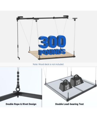 GL2FB-E – 4×4 FT GARAGE LIFTING STORAGE RACK, FRAME-ONLY (BLACK)