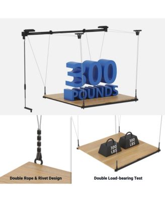 GL2B-E– 4×4 FT GARAGE LIFTING STORAGE RACK WITH RUBBERWOOD PLATFORM  (BLACK)