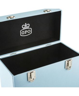 Retro SWB18BLU 12" Vinyl Record Case 35 Count Capacity with Removable Lid - Blue