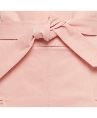 Women's Pink Cotton Belted Mini Skirt