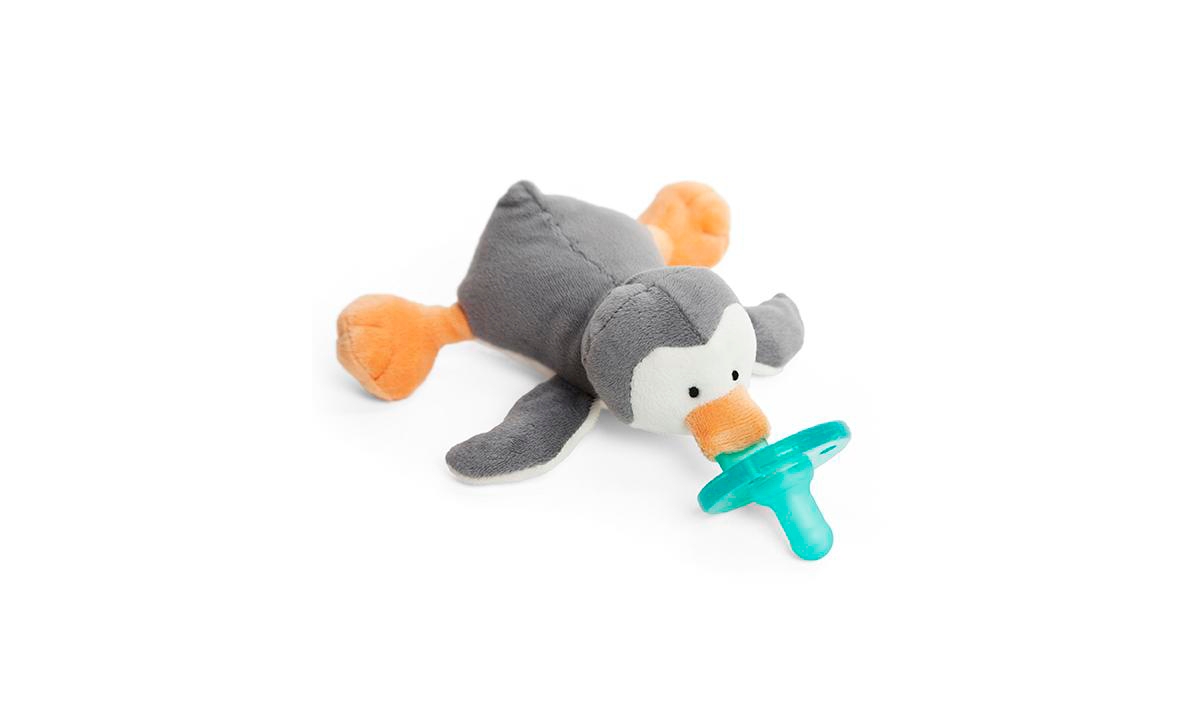 WubbaNub Baby Grey Penguin Pacifier