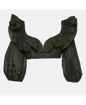Women's Crepe Ruffled Crop Top