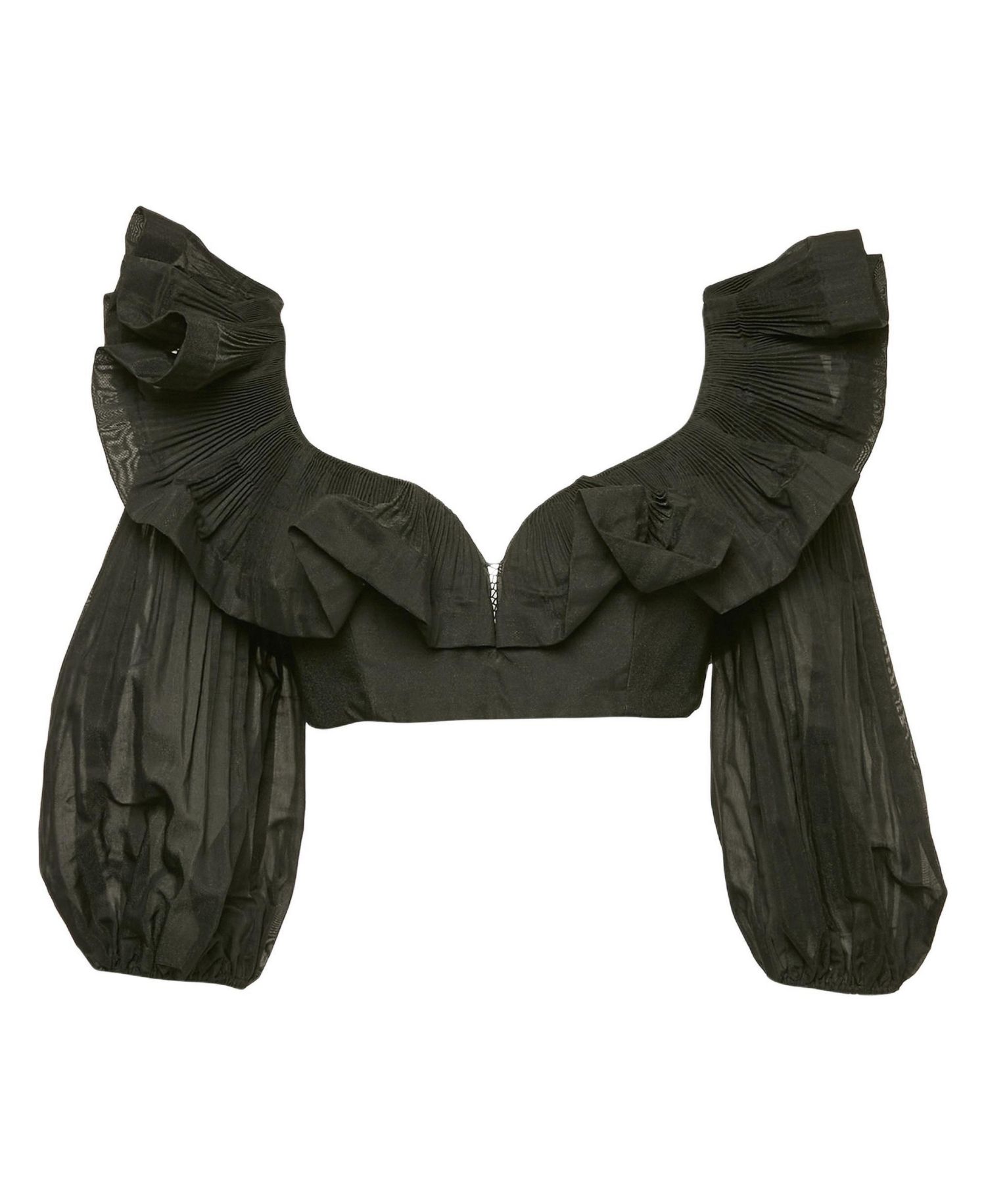 Women's Crepe Ruffled Crop Top