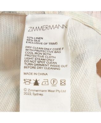 Women's Cream/multicolor Logo Print Linen And Silk Flared Mini