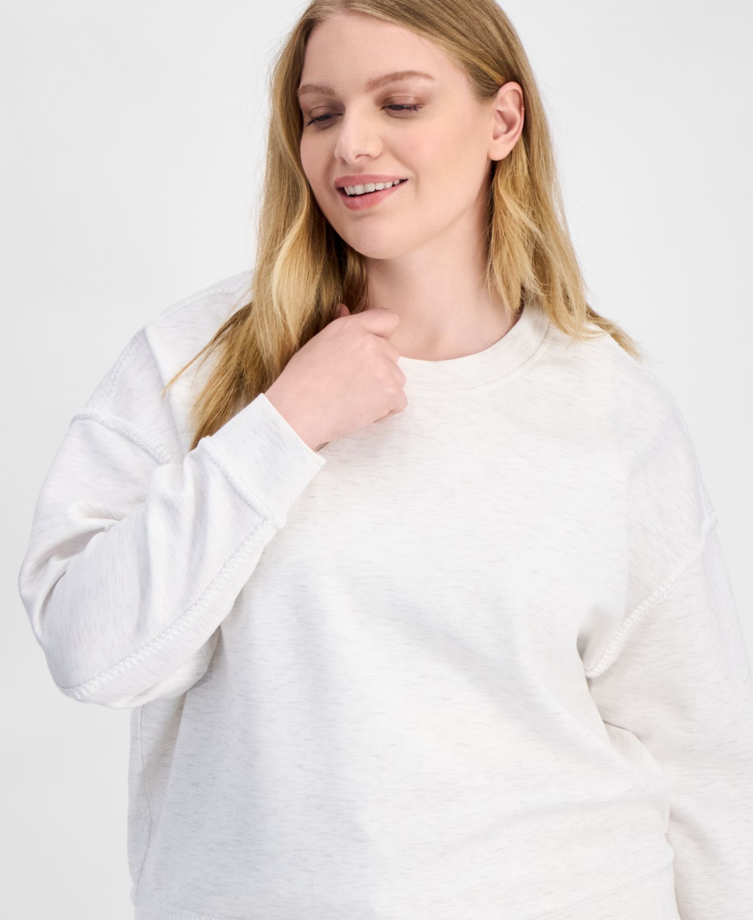 Trendy Plus Size Whipstitch Long-Sleeve Sweatshirt
