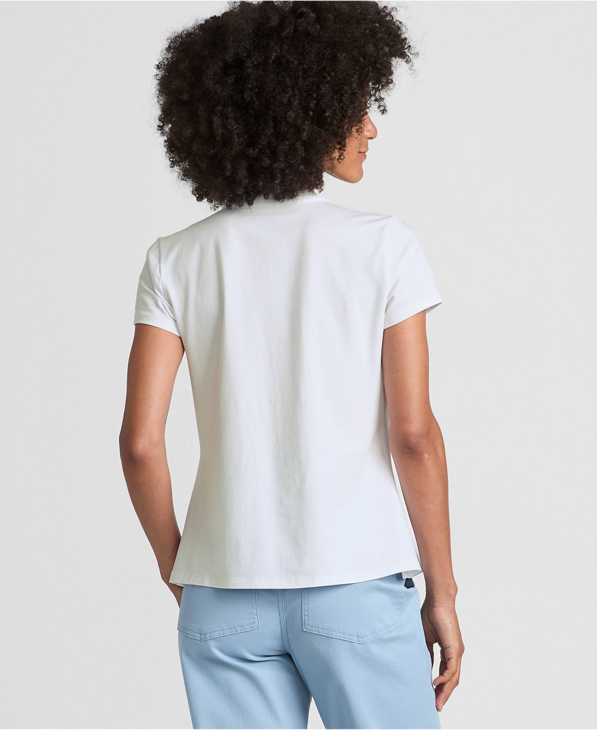 Lands' End Women's Lightweight Jersey Button Pintuck Top