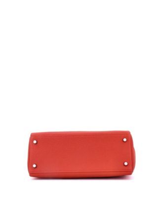 Pre-Owned HERMES Kelly 28 Handbag Red Togo with Palladium Hardware