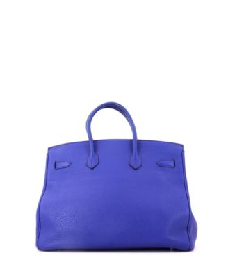 Pre-Owned HERMES Birkin 35 Handbag Blue Togo with Palladium Hardware