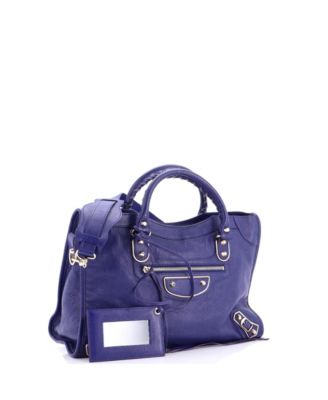 Medium City Classic Metallic Edge Bag Leather