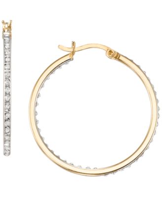 Macy's - Diamond Accent Hoop Earrings (0.01 ct. t.w.) in 18K Gold Over Sterling Silver