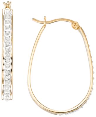 Macy's - Diamond Accent Hoop Earrings (0.01 ct. t.w.) in 18K Gold Over Sterling Silver