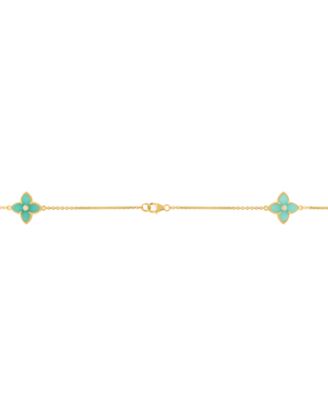 Amazonite (30-5/8 ct. t.w.) and White Topaz (1/4 ct. t.w.) Necklace in 14k Yellow Gold Over Silver