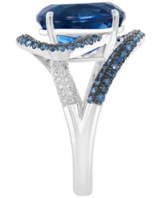 London Blue Topaz (6-1/3 ct. t.w.) and White Diamond Ring (5/8 ct. t.w.) in 14k White Gold