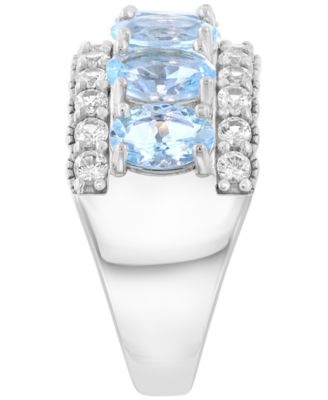 Aquamarine (2-1/4 ct. t.w.) and White Zircon Ring (1 ct. t.w.) in Sterling Silver