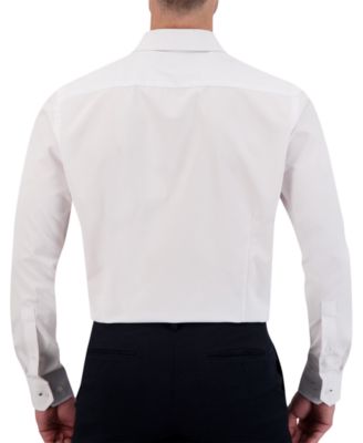 Men's 4-Way Tonal Herringbone Print Woven Dress Shirt