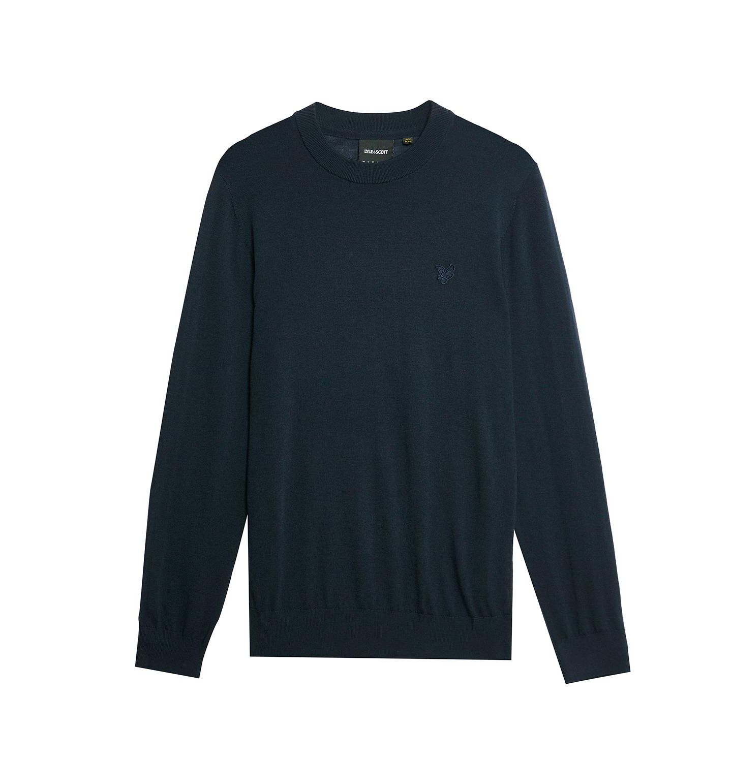 Мужской свитер Lyle & Scott Tonal Eagle Merino Crew Neck, цвет: Тёмный тёмно-синий — фото 2