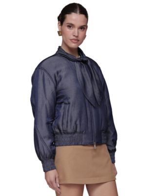 Women's Scarf Tie Neck Bomber Jacket