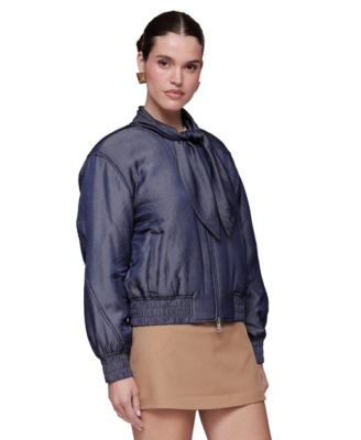 Women's Scarf Tie Neck Bomber Jacket