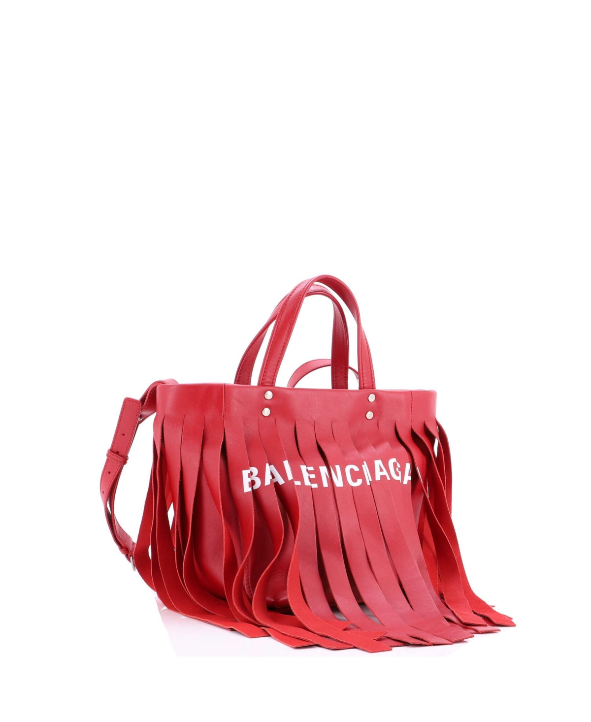 Pre-Owned Balenciaga Xs Laundry Cabas Tote Fringe Leather