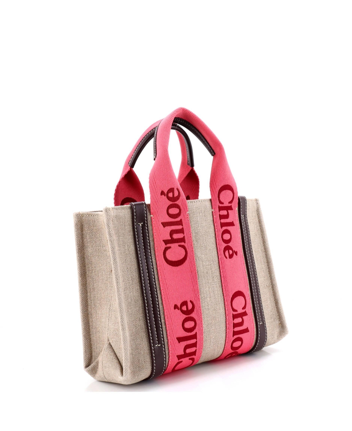 Pre-Owned Chloe Small Woody Tote Canvas with Leather