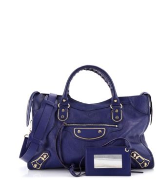 Medium City Classic Metallic Edge Bag Leather