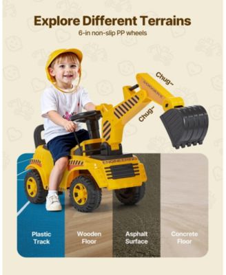 Excavator Ride-On Push Car with Realistic Sounds, Helmet & Music