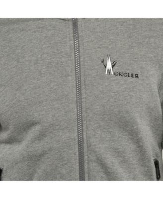 Men's Grey Logo Print Cotton Knit Zip-Up Jacket