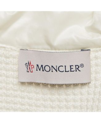 Men's White Logo Print Cotton Knit And Quilted Nylon Down Jacket