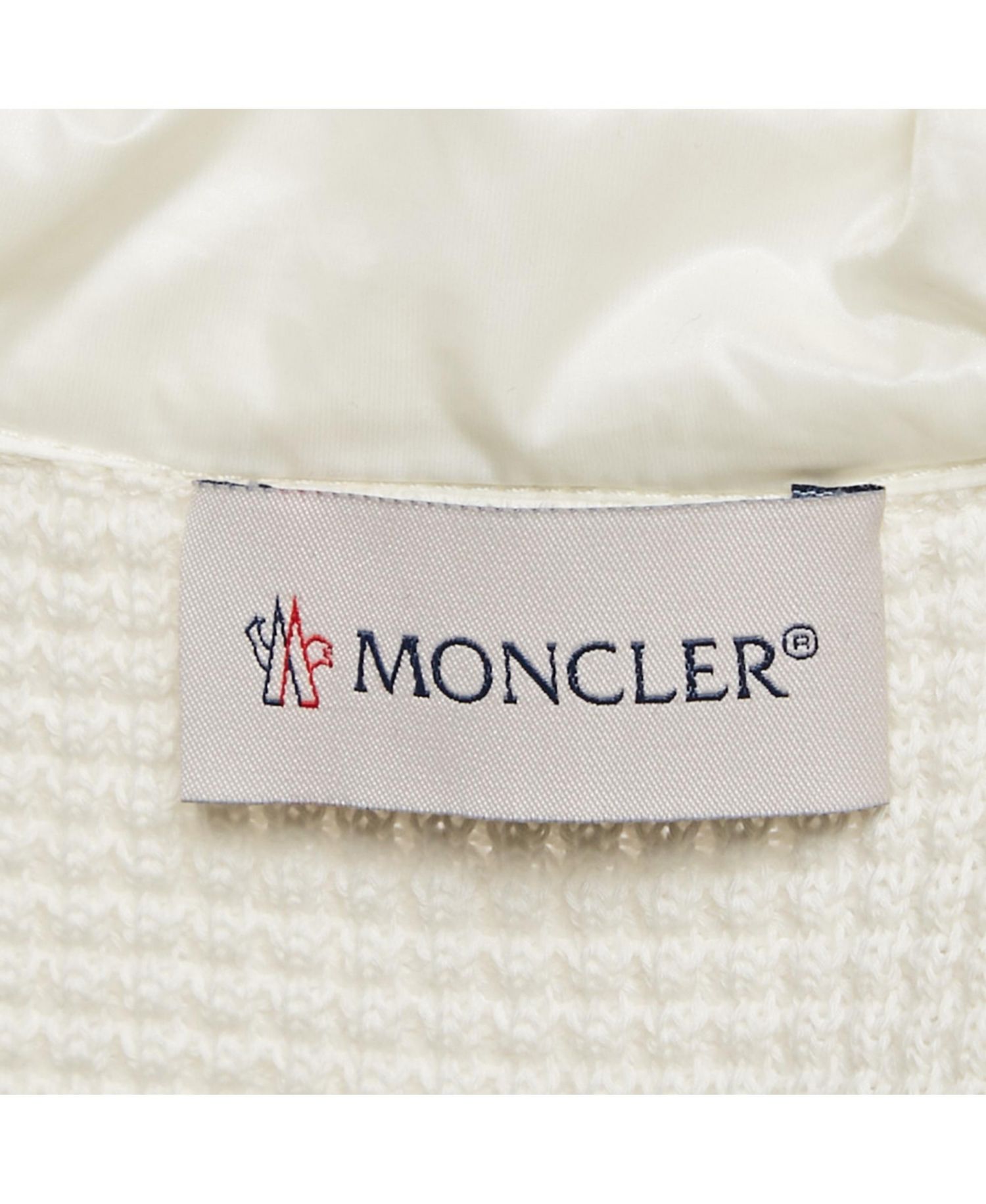 Men's White Logo Print Cotton Knit And Quilted Nylon Down Jacket