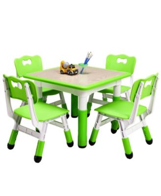 Kids Table and 4 Chairs Set Height Adjustable Toddler Table and Chair Set