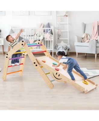 Climbing Triangle Ladder Toy Indoor Jungle Gym with Reversible Ramp