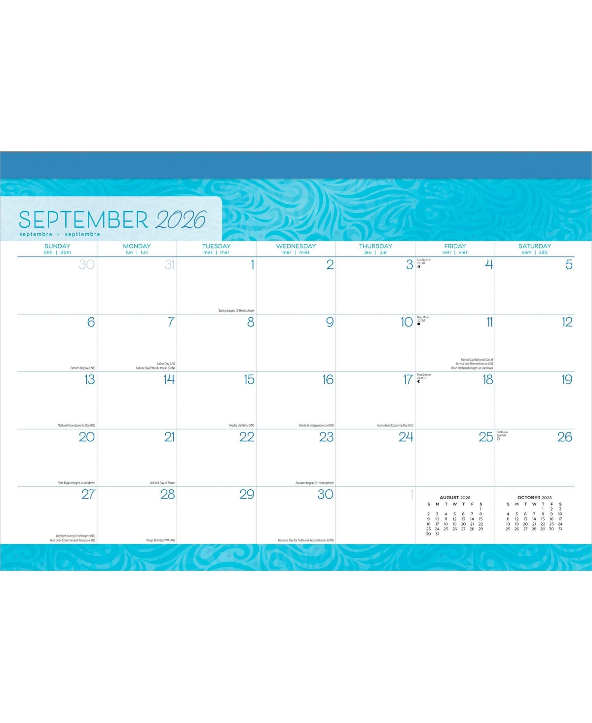 BrownTrout Seaside Currents | 2026 17 x 12 Inch Monthly Desk Pad Calendar