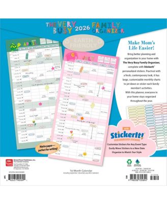 Plastic-Free Matte Paper Monthly Wall Calendar with Sticker Sheet, 12 x 24 Inch, The Very Busy Family Organizer 2026