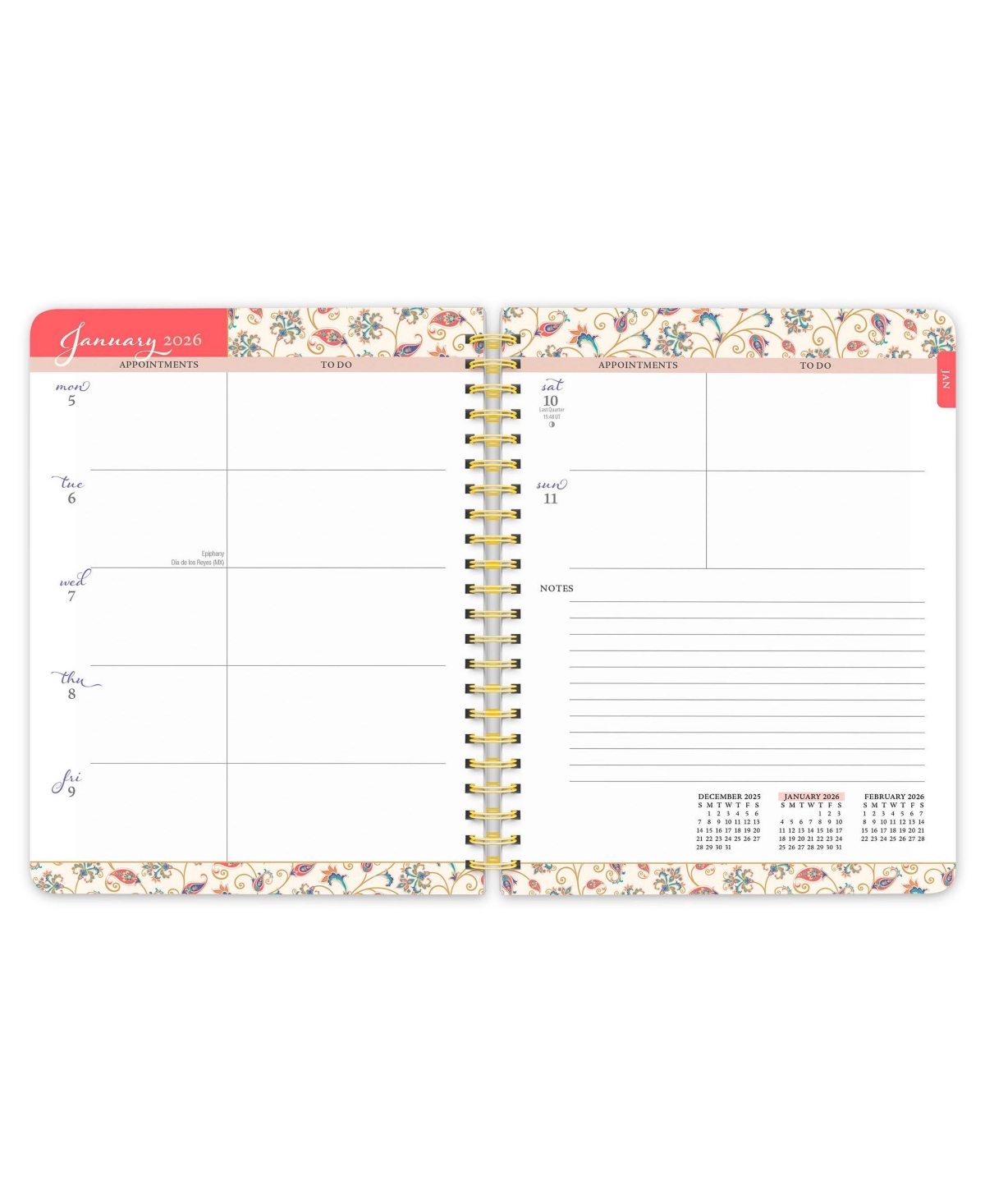 BrownTrout Tuscan Delight | 2026 6 x 7.75 Inch Weekly Desk Planner | Foil Stamped Cover