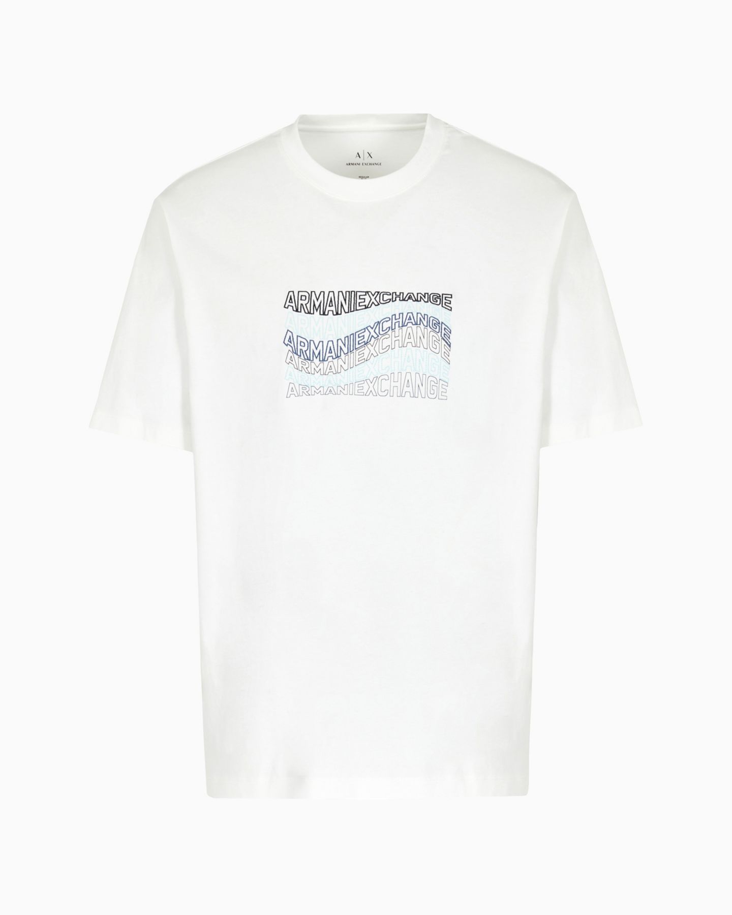 Мужская футболка A|X Armani Exchange Cotton Wave Logo Print, цвет: Молочный белый — фото 3