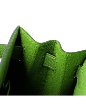 Pre-Owned HERMES Kelly 28 Handbag Green Epsom with Palladium Hardware