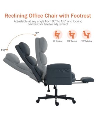 PU Leather Cross-legged Office Chair with Flip-up Arms and Headrest, High-Back Ergonomic Executive Chair with Footrest and Side Pockets