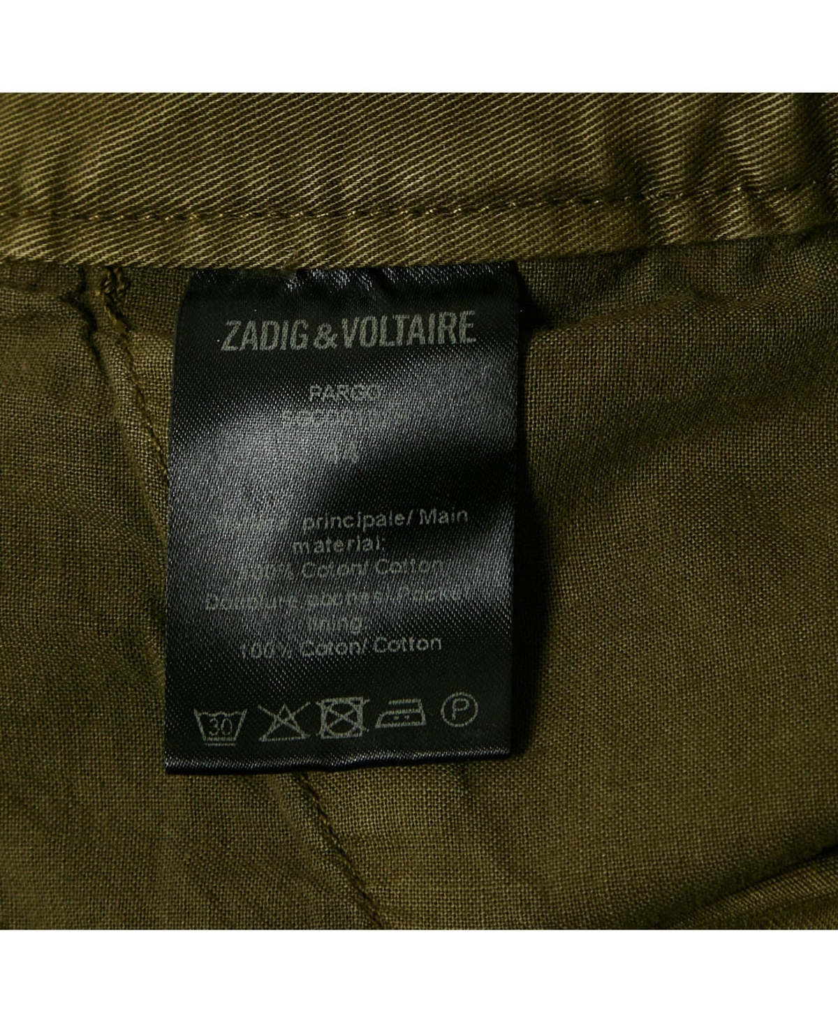 Pre-Owned Zadig & Voltaire Men's Green Cotton Pargo Cargo Pants