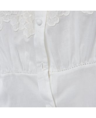 Women's Cambric Cotton Floral Lace Trimmed Blouse