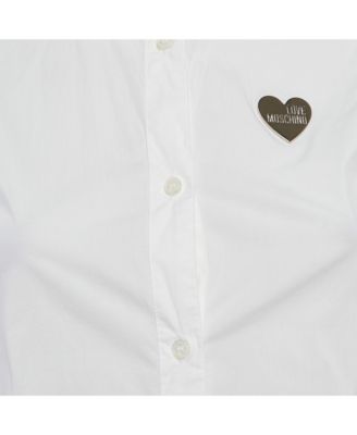Women's White Button Front Cap Sleeve Blouse