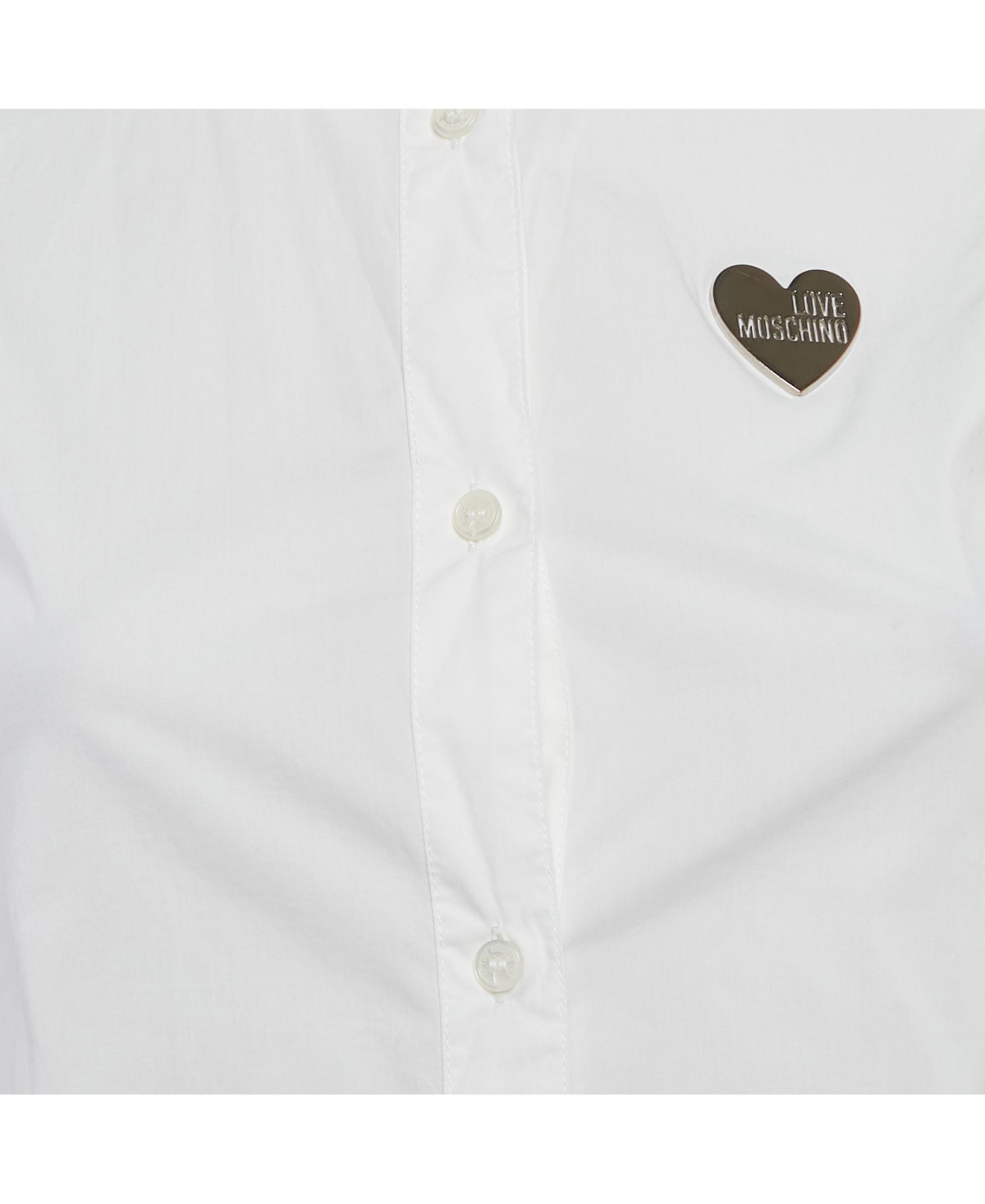 Pre-Owned Love Moschino Women's White Button Front Cap Sleeve Blouse