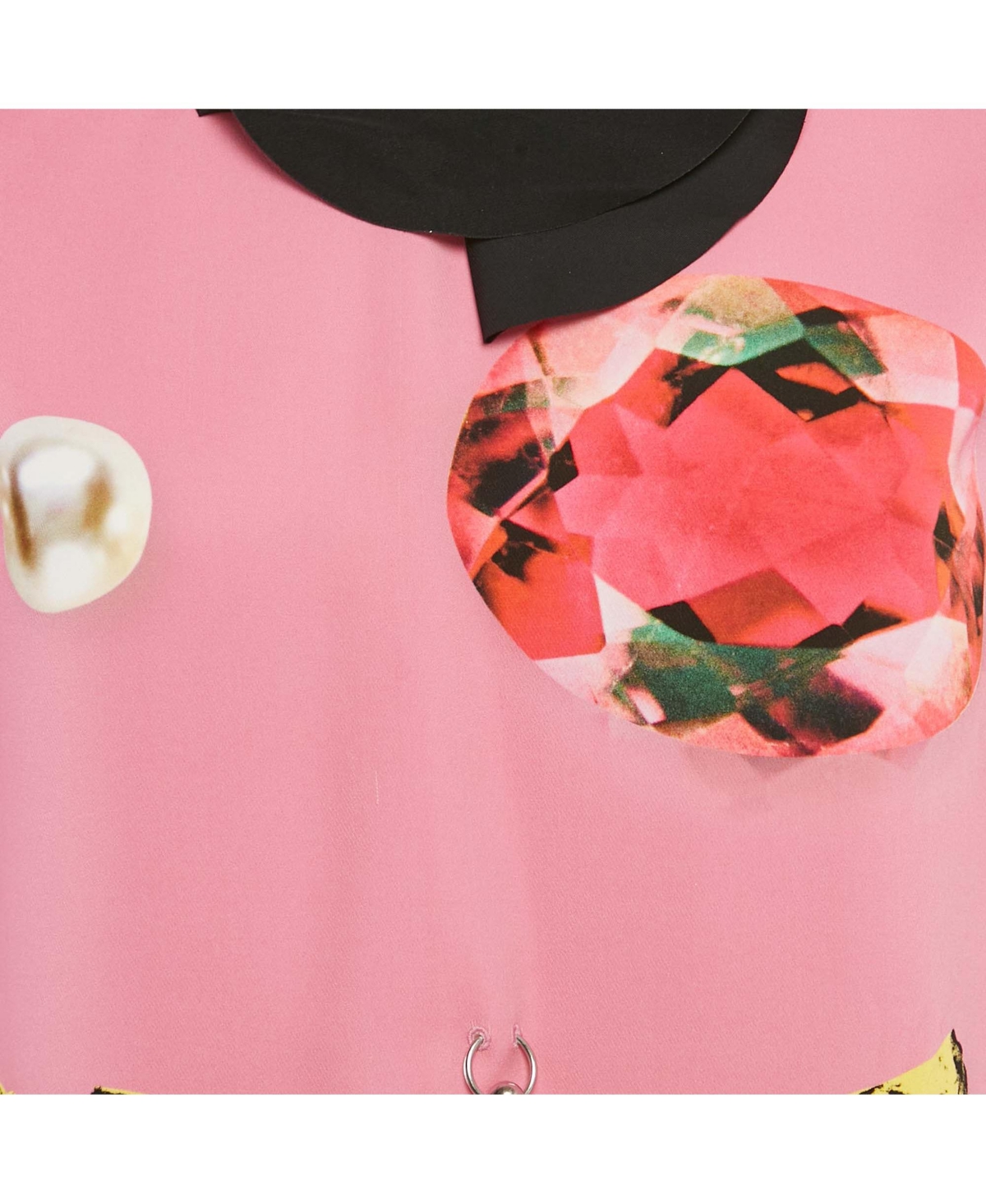 Pre-Owned Moschino Women's Cheap And Chic Pink Printed Crepe Metal Ring Detail Top