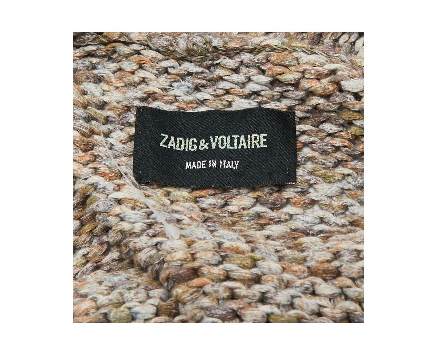 Women's Pre-Owned Zadig and Voltaire Brown Cotton Rib Knit Mia Cardigan