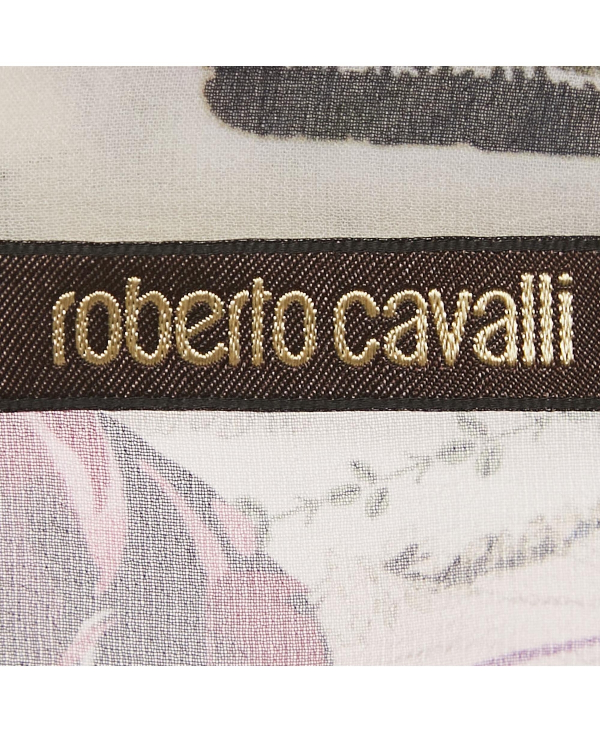 Pre-Owned Roberto Cavalli Women's White Printed Silk Chiffon Ruffled Sheer Top