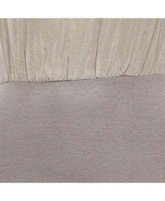 Women's Grey Jersey And Satin Sleeveless Midi Dress